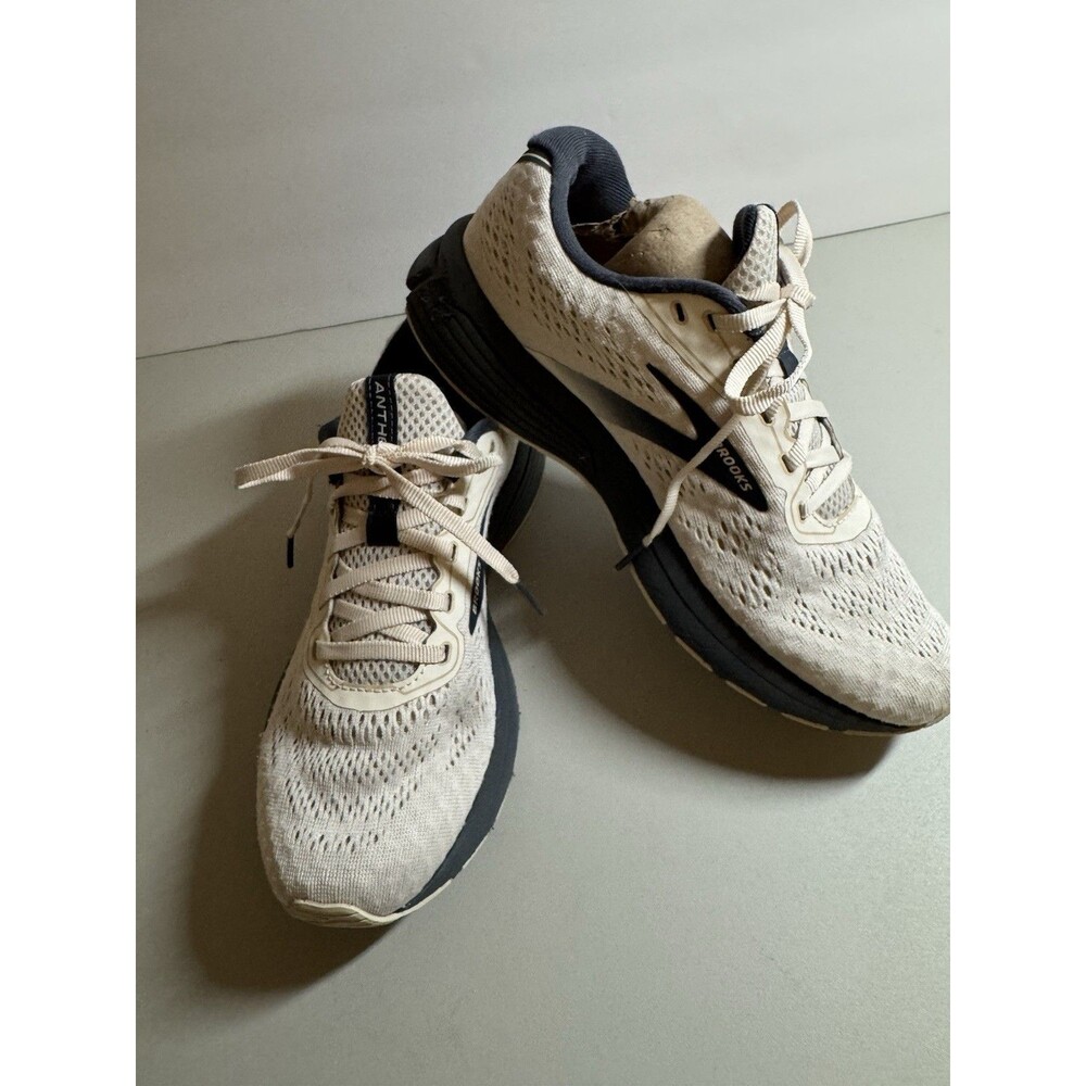 Brooks Anthem Women's Running Shoes Size 8 White Navy Blue Mesh Lace Up